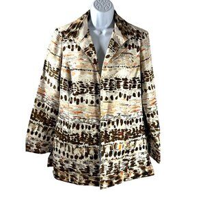 Chicos Womens Abstract‎ Print Silk Blazer Jacket Lightweight Artsy  Size 1 (M)